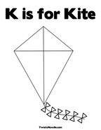 K is for Kite Coloring Page