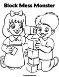 Block Mess MonsterColoring Page