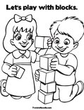 Let's play with blocks.Coloring Page