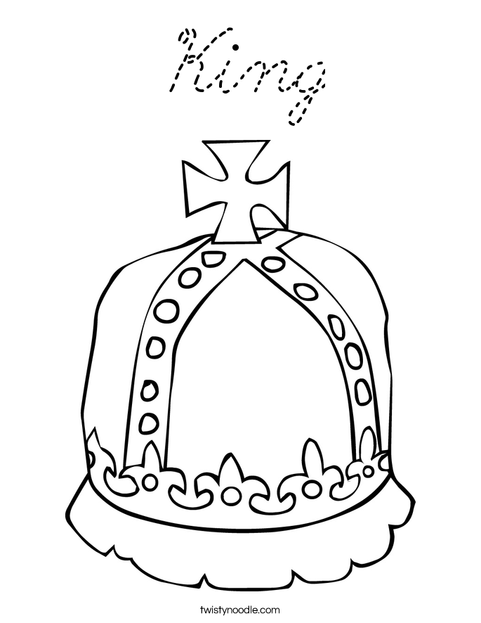 King Coloring Page - Cursive - Twisty Noodle