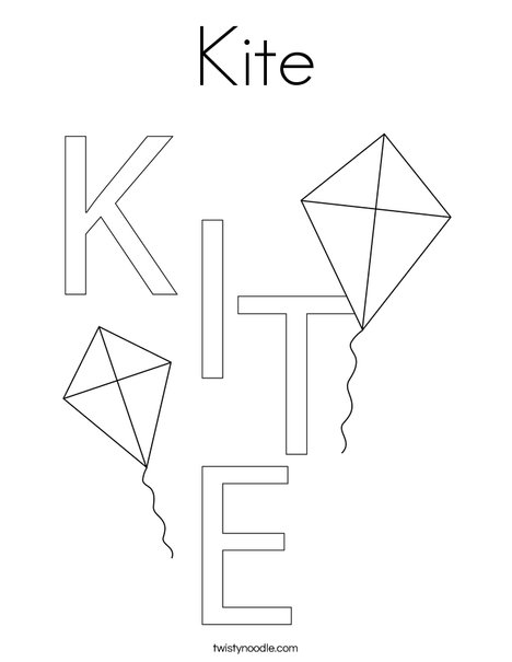 Line Drawing Kite : Kite coloring page twisty noodle