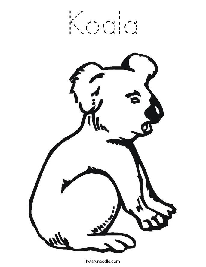Koala Coloring Page - Tracing - Twisty Noodle