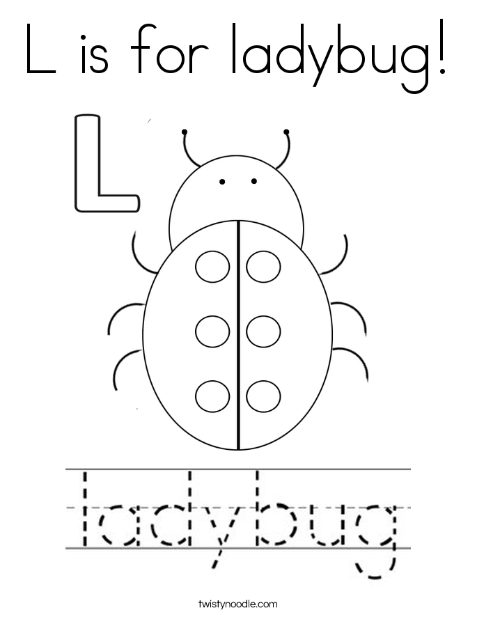 L is for ladybug Coloring Page Twisty Noodle