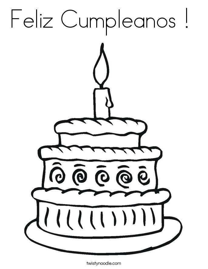 Feliz Cumpleanos Coloring Page - Twisty Noodle