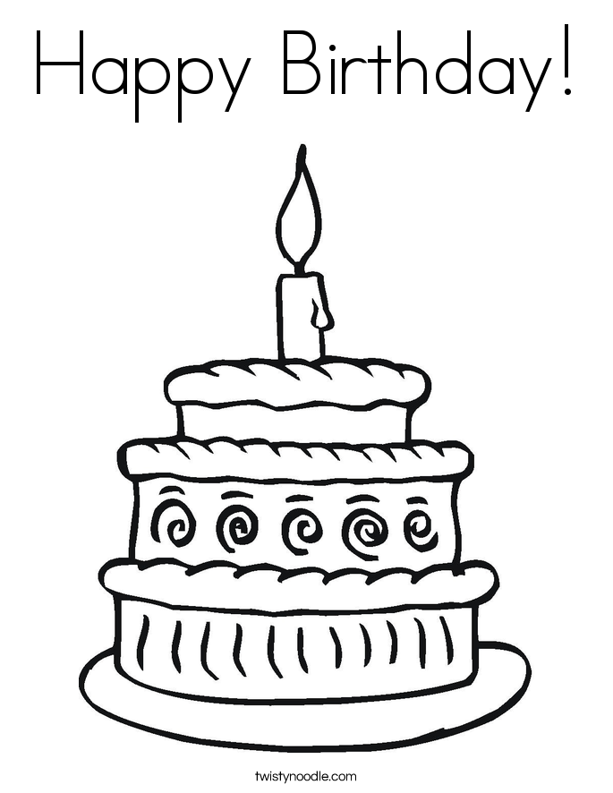 Happy Birthday Coloring Page - Twisty Noodle