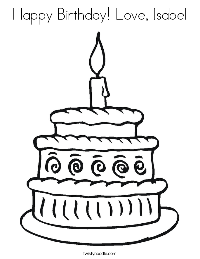 Happy Birthday Love, Isabel Coloring Page - Twisty Noodle