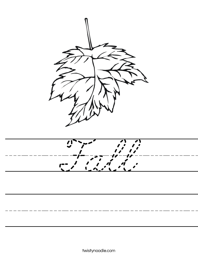 Fall Worksheet Cursive Twisty Noodle