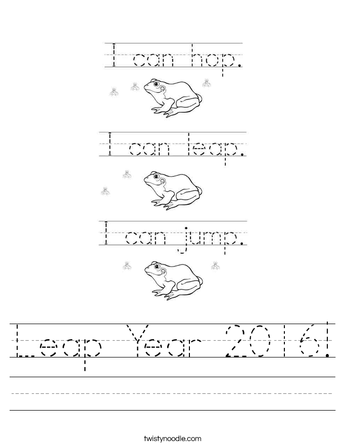 Leap Year 2016 Worksheet - Twisty Noodle