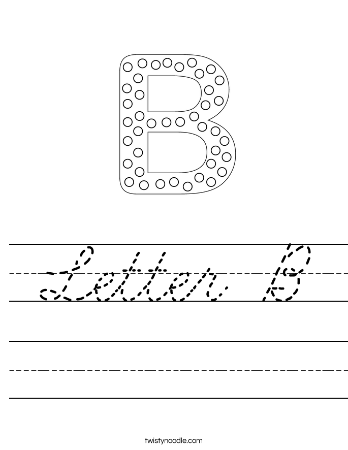 Letter B Worksheet - Cursive - Twisty Noodle