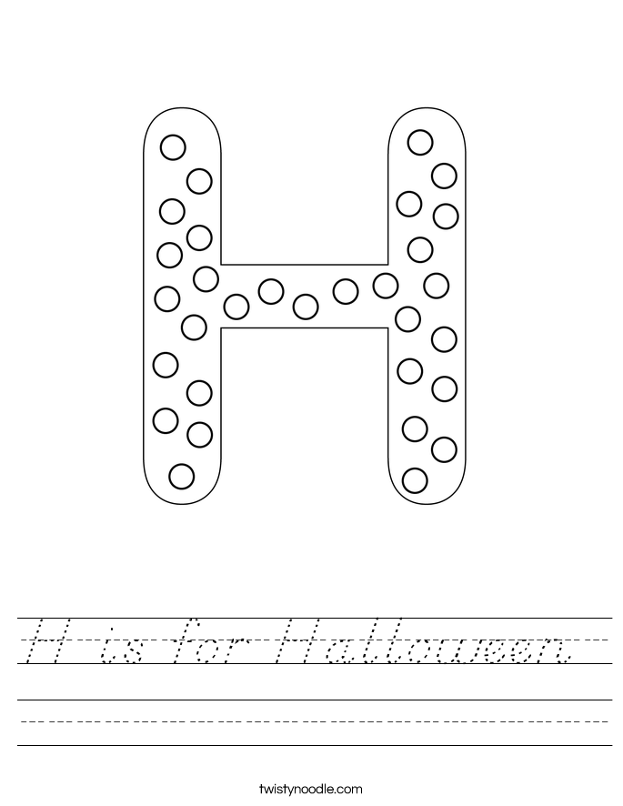 H is for Halloween Worksheet - D'Nealian - Twisty Noodle
