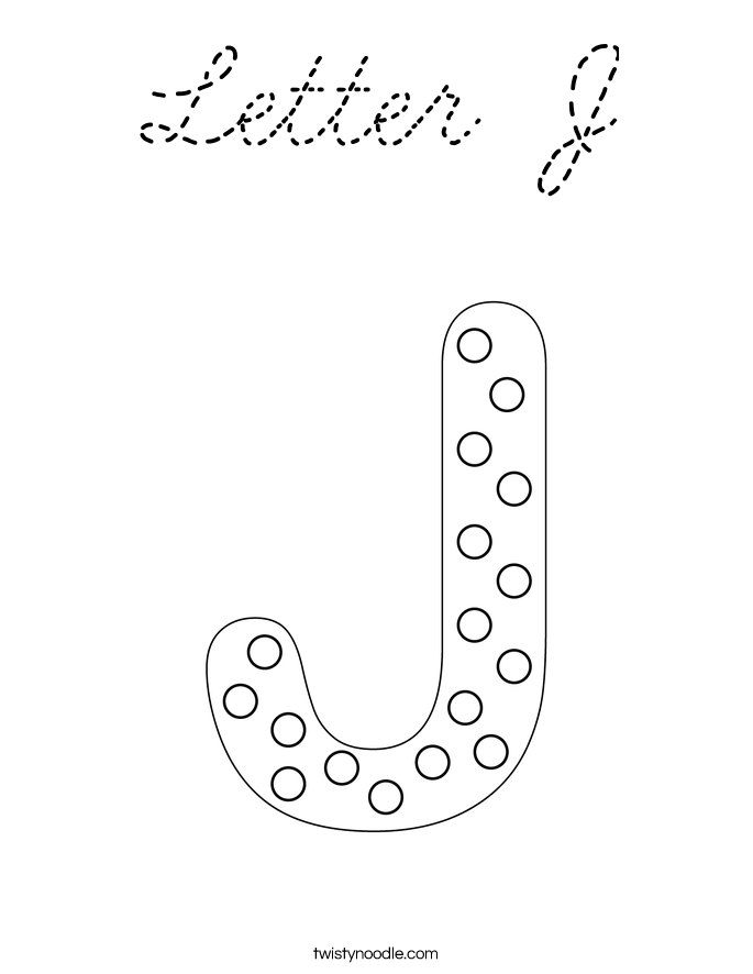 Letter J Coloring Page - Cursive - Twisty Noodle