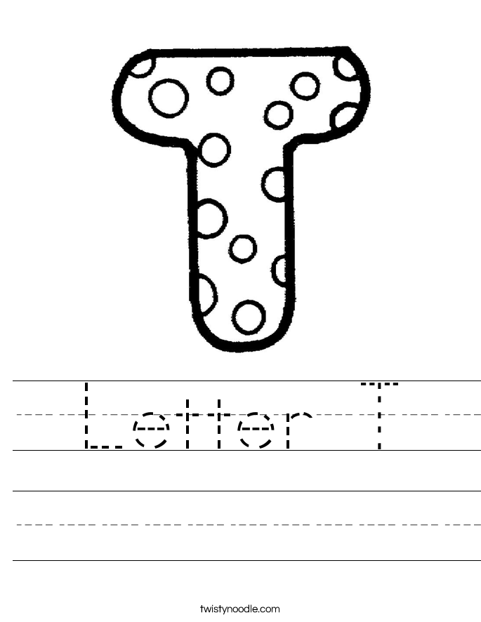 Letter T Worksheet Twisty Noodle