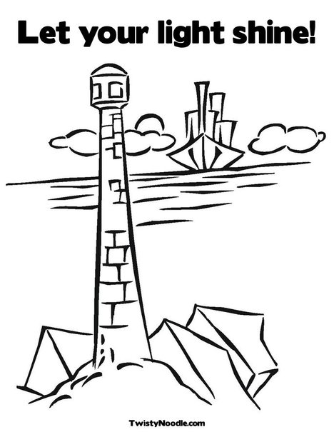 Lighthouse and Ship Coloring Page