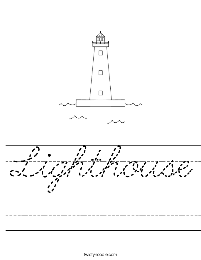 Lighthouse Worksheet Cursive Twisty Noodle