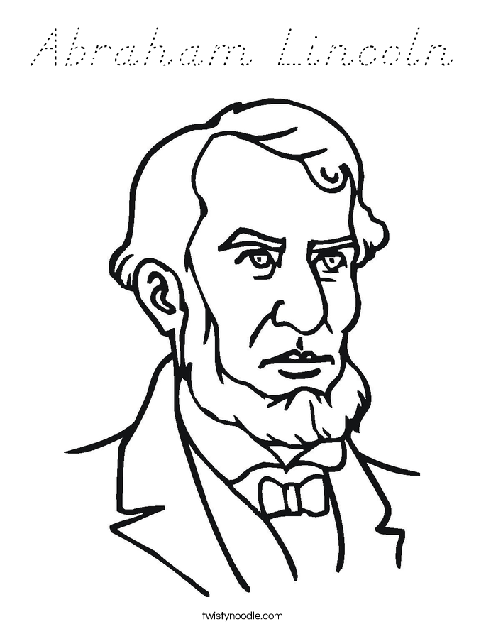 Abraham Lincoln Coloring Page - D'Nealian - Twisty Noodle