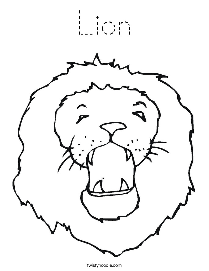 Lion Coloring Page - Tracing - Twisty Noodle