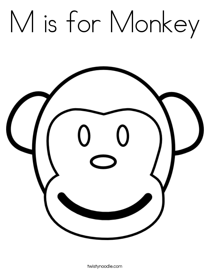 m for monkey coloring pages - photo #2