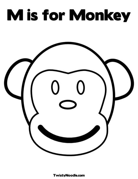M is for Monkey Coloring Page
