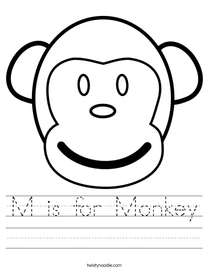 M is for Monkey Worksheet - Twisty Noodle