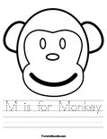 M is for Monkey Worksheet