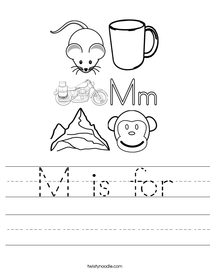 Printables M Worksheet m is for worksheet twisty noodle worksheet
