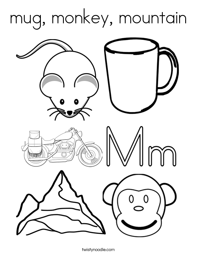 mug monkey mountain coloring page