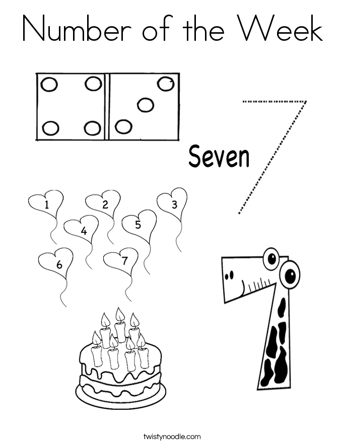 Number of the Week Coloring Page Twisty Noodle