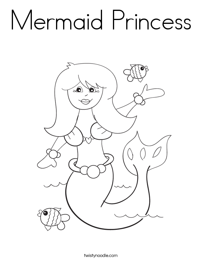 Mermaid Princess Coloring Page Twisty Noodle