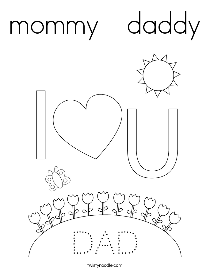 i love daddy and mommy coloring pages - photo #22