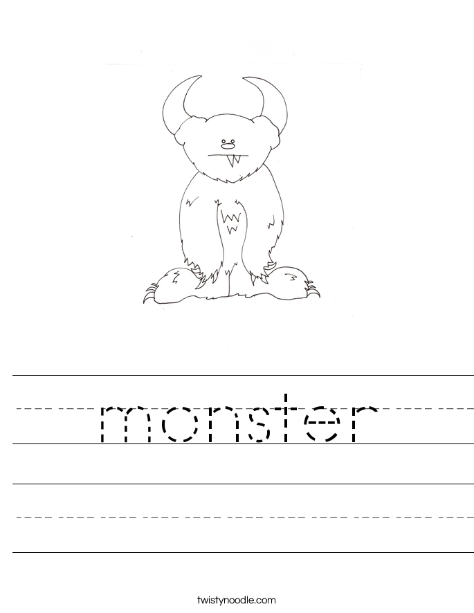 monster Worksheet - Twisty Noodle