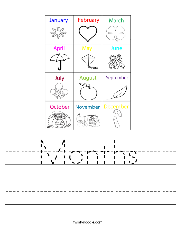 Months Worksheet - Twisty Noodle