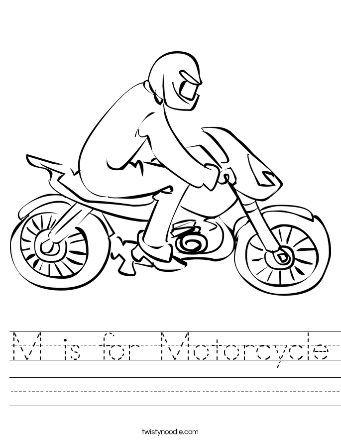 M is for Motorcycle Worksheet - Twisty Noodle