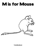 M is for Mouse Coloring Page