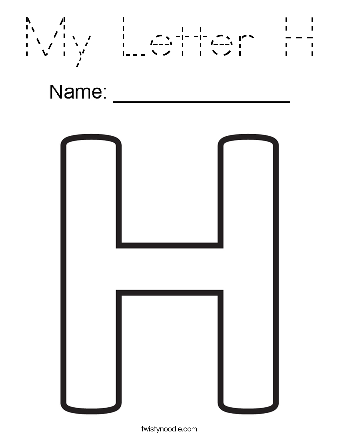 My Letter H Coloring Page - Tracing - Twisty Noodle