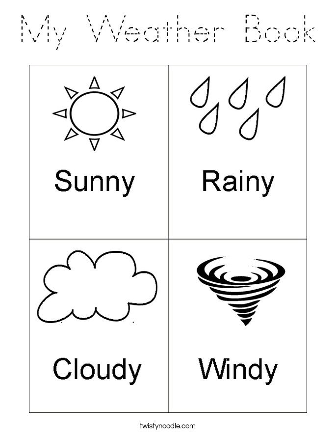 My Weather Book Coloring Page - Tracing - Twisty Noodle