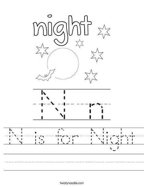 n is for night coloring pages - photo #3