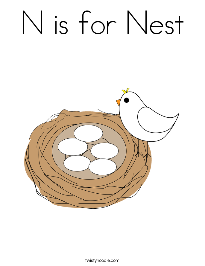 n is for nest coloring page  twisty noodle