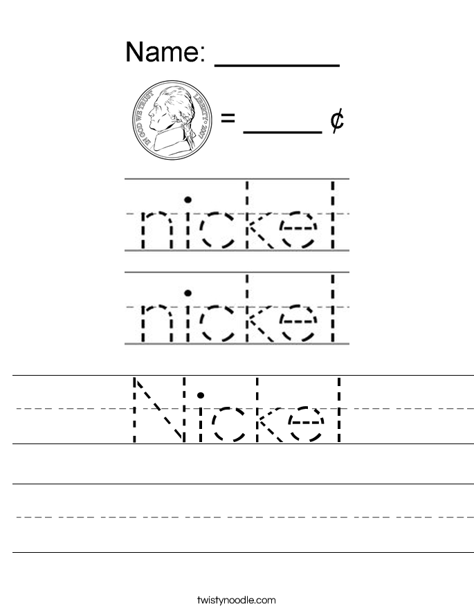 Nickel Worksheet Twisty Noodle Nickel Worksheet Twisty Noodle