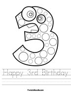Happy 3rd Birthday Handwriting Sheet