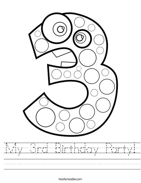 My 3rd Birthday Party Worksheet - Twisty Noodle