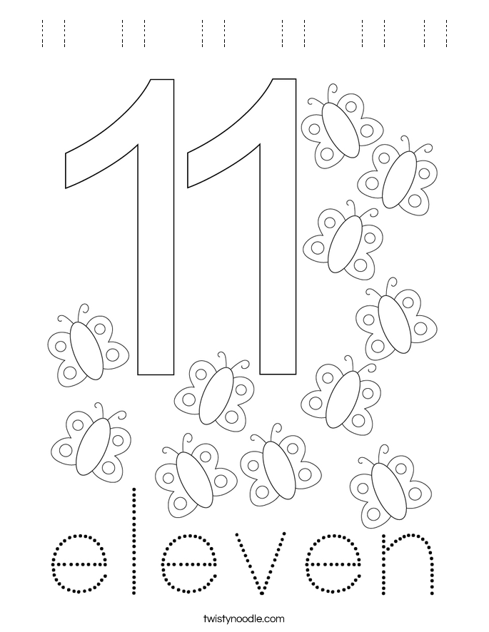 11 11 11 11 11 11 Coloring Page - Tracing