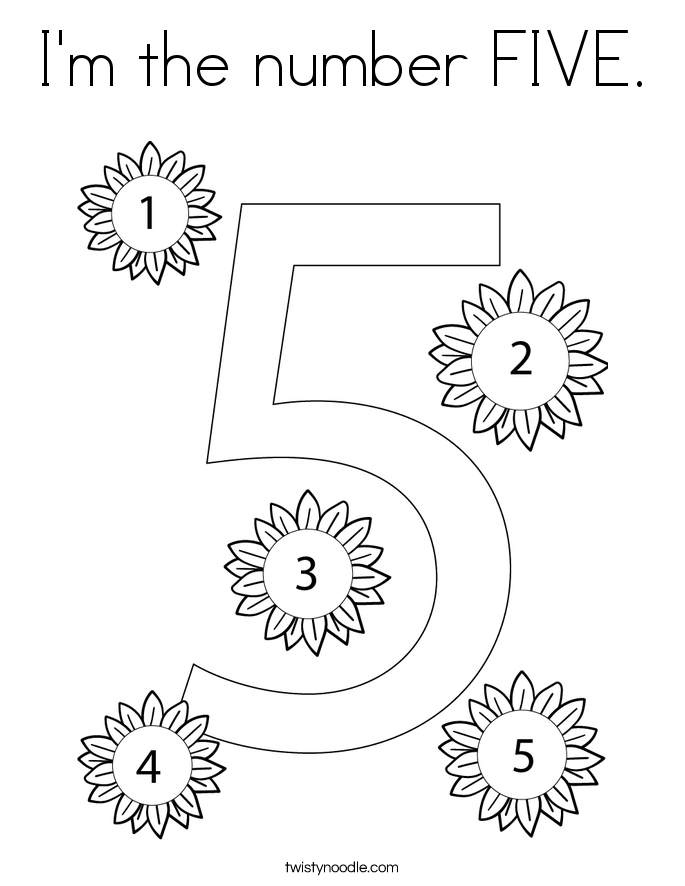 I'm the number FIVE Coloring Page - Twisty Noodle