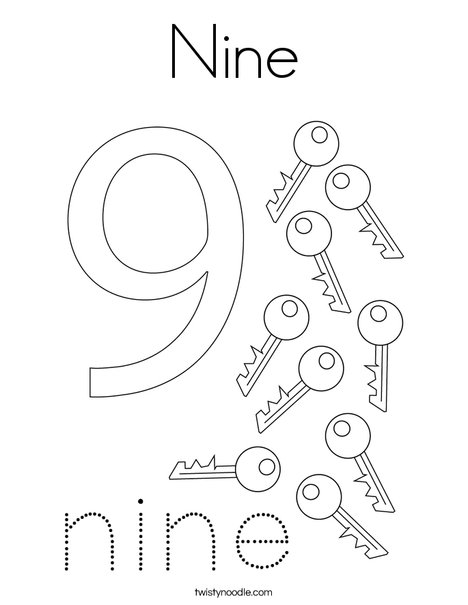 Nine Coloring Page - Twisty Noodle