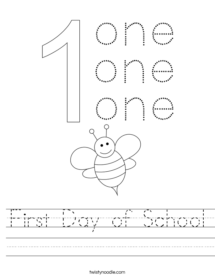 First Day of School Worksheet - Twisty Noodle