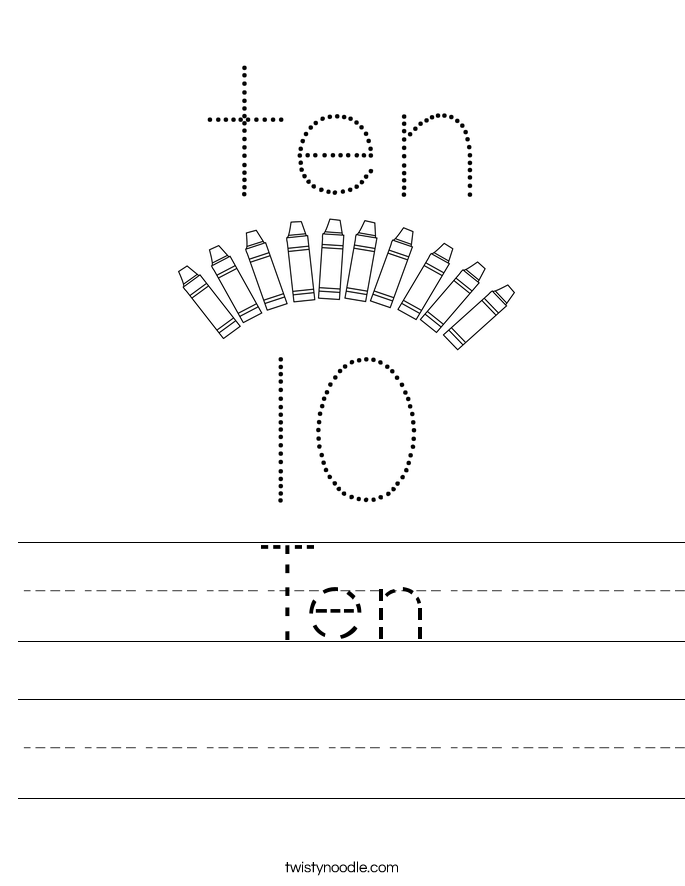 Ten Worksheet - Twisty Noodle