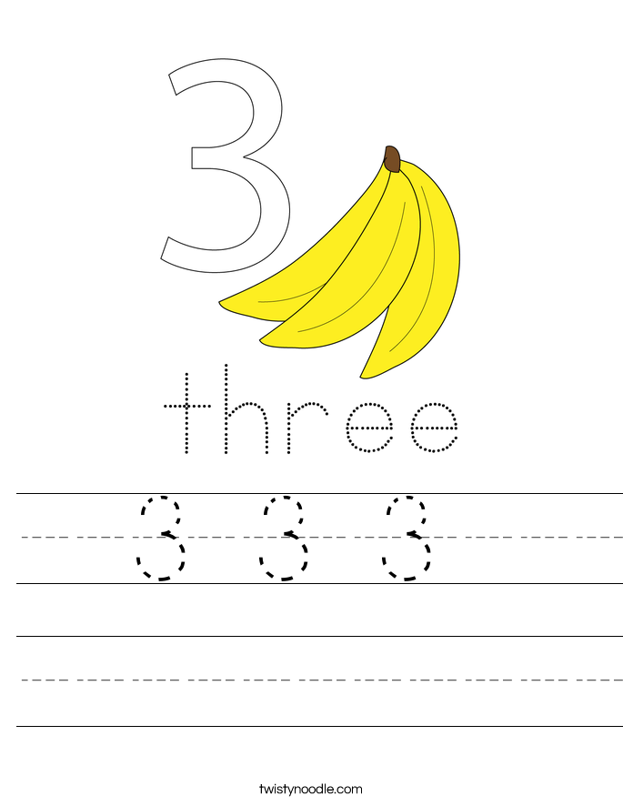3 3 3 Worksheet - Twisty Noodle