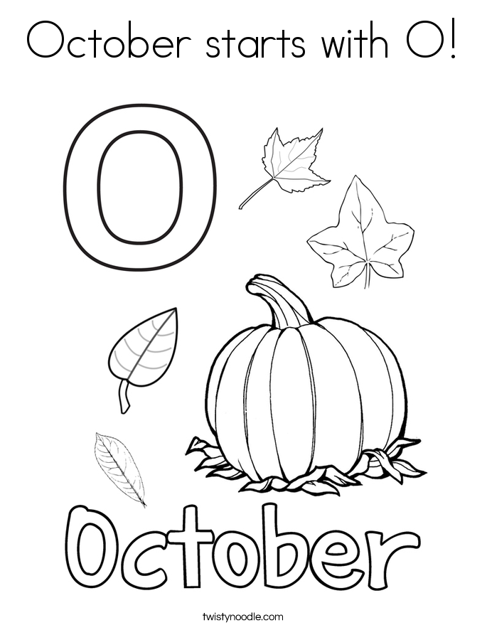 October starts with O Coloring Page - Twisty Noodle