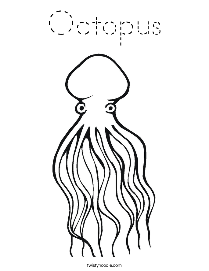 Octopus Coloring Page - Tracing - Twisty Noodle