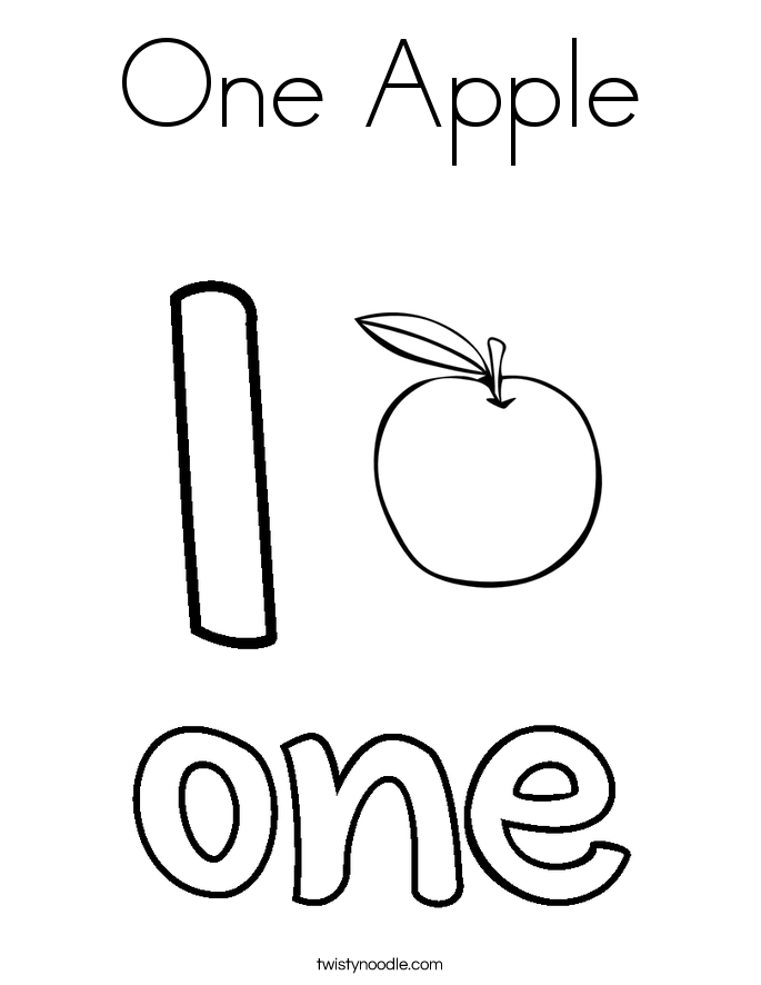 One Apple Coloring Page Twisty Noodle