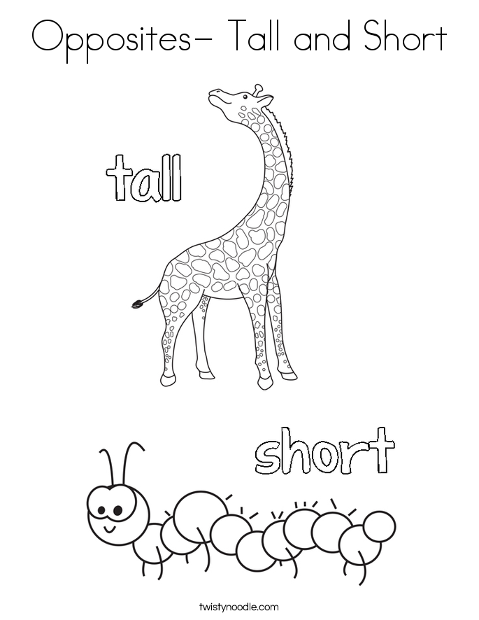 Opposites- Tall and Short Coloring Page - Twisty Noodle